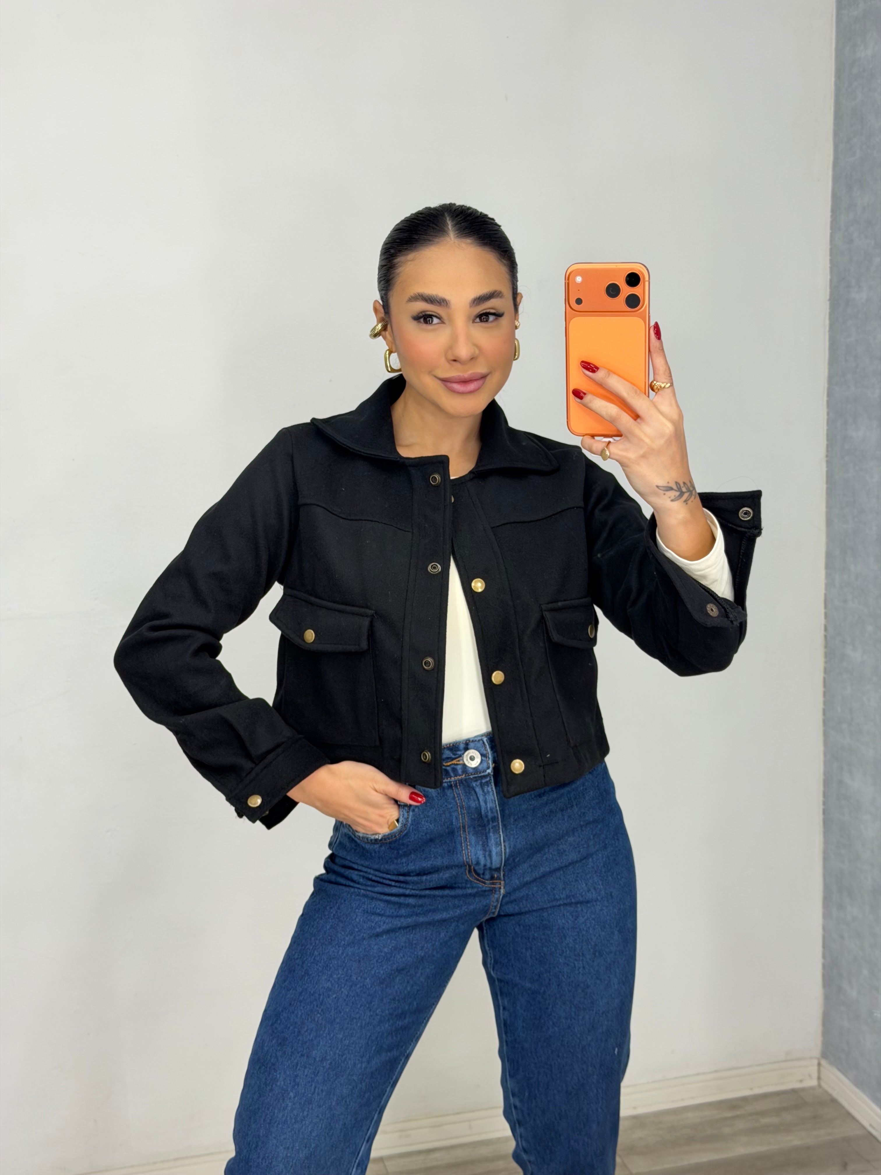 Jaqueta lã batido 