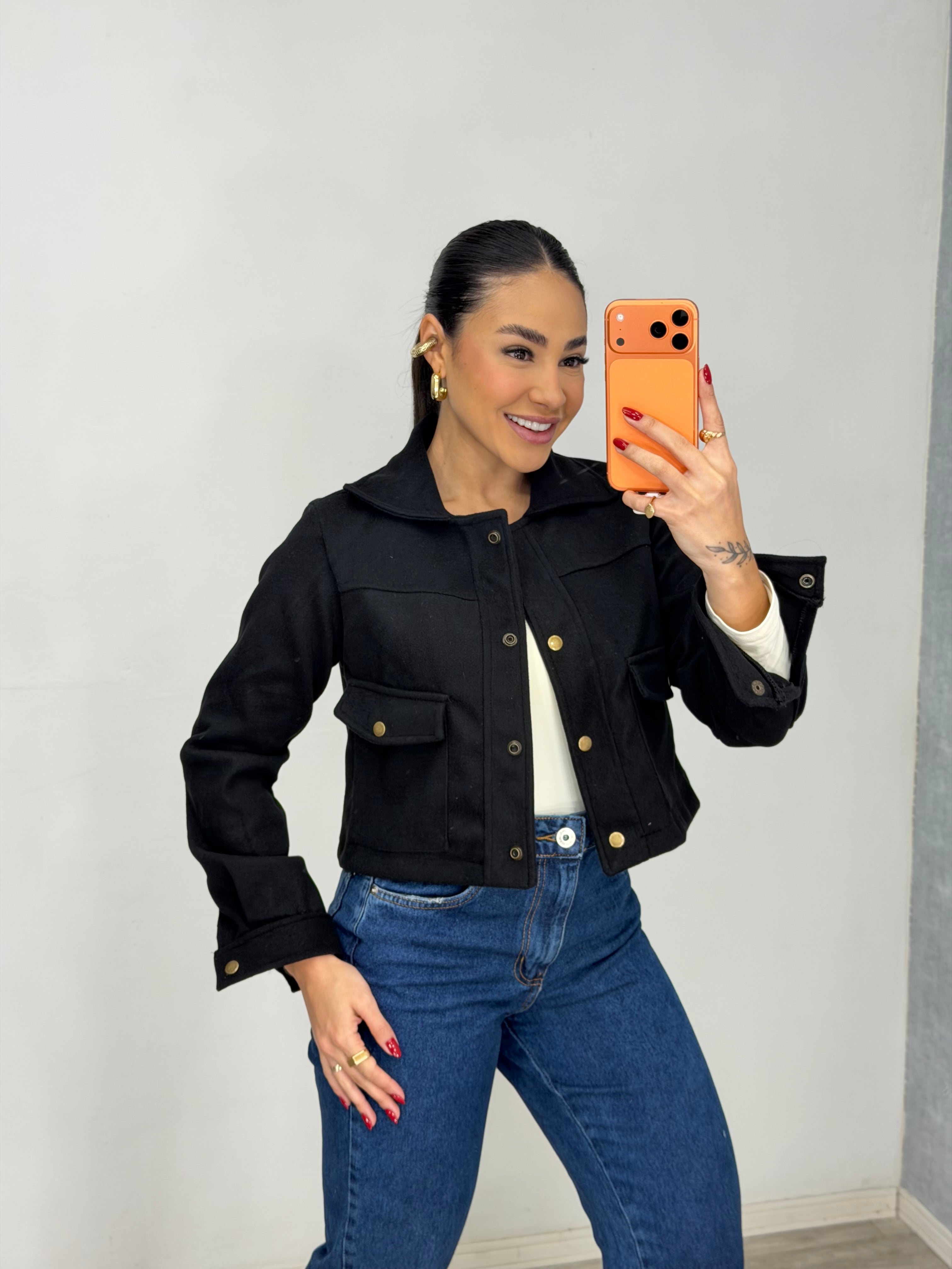 Jaqueta lã batido 