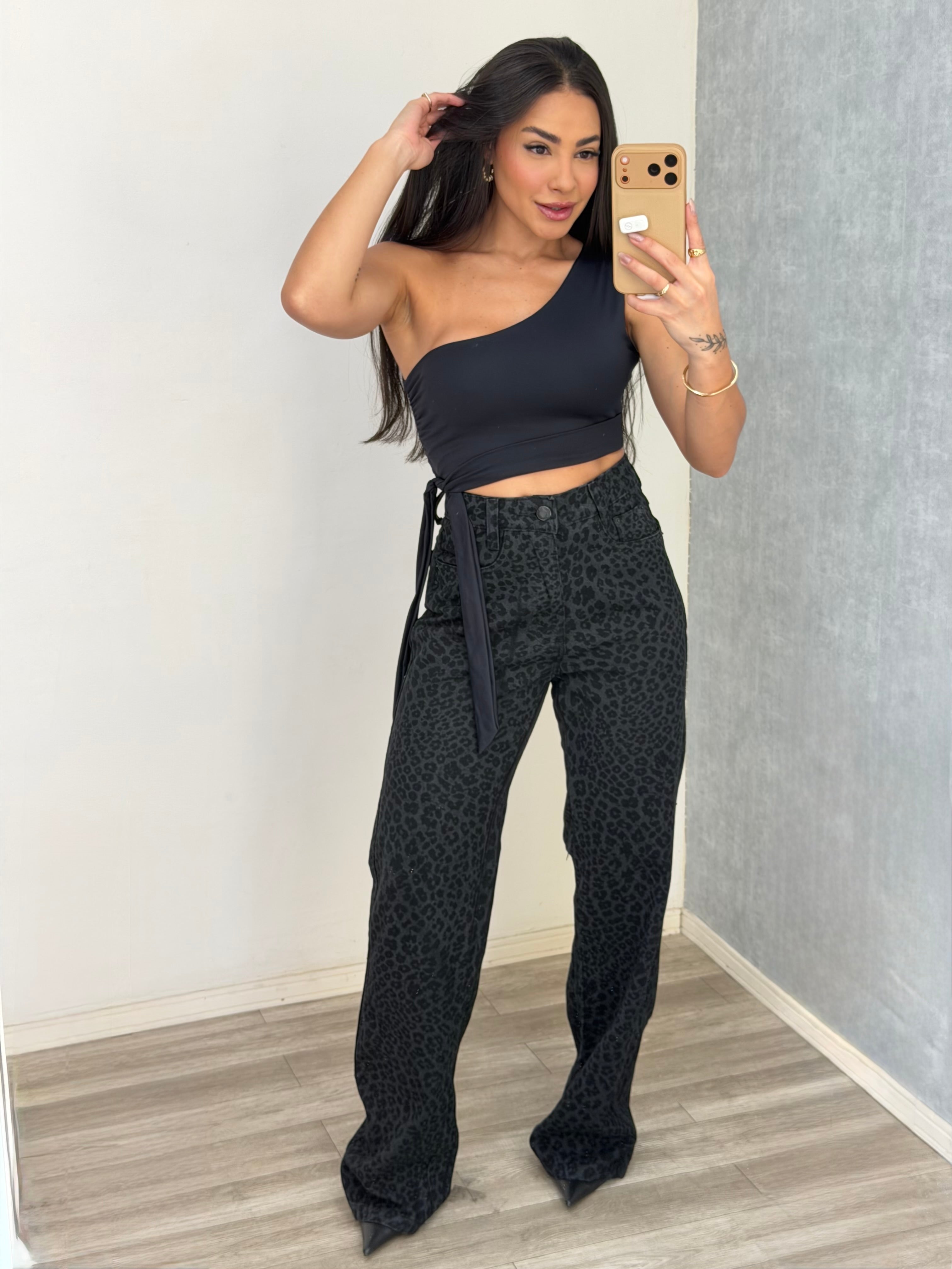 Calça animal print black