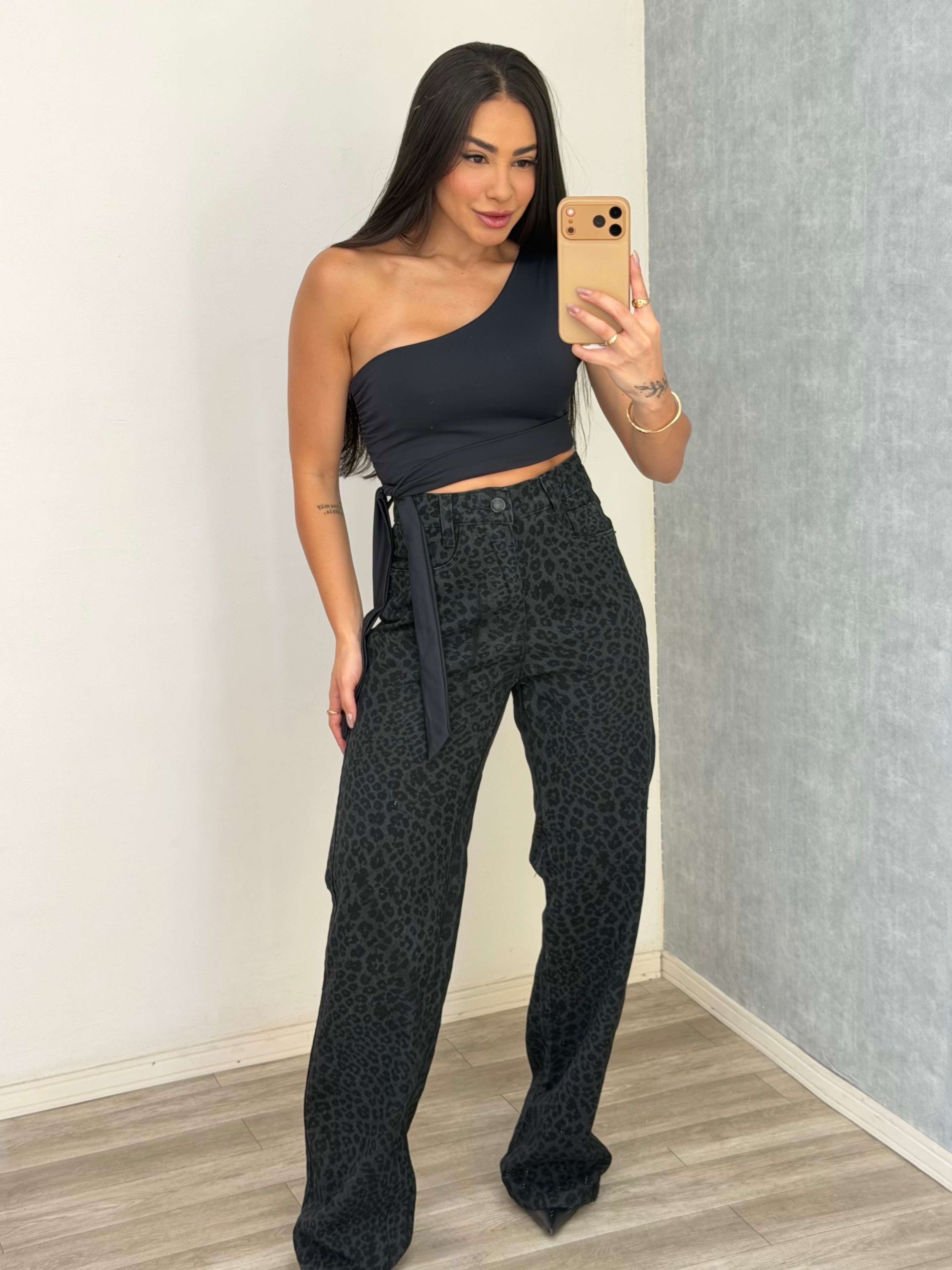 Calça animal print black