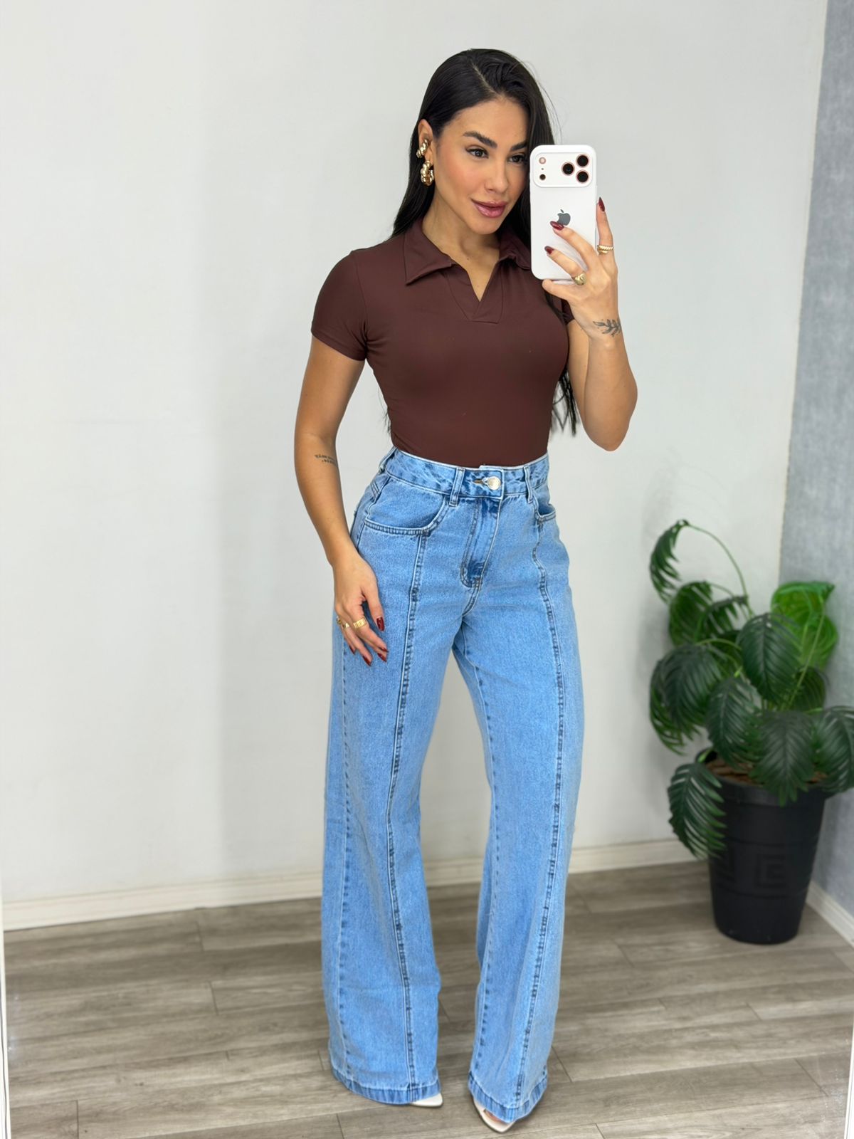 Calça jeans recortes