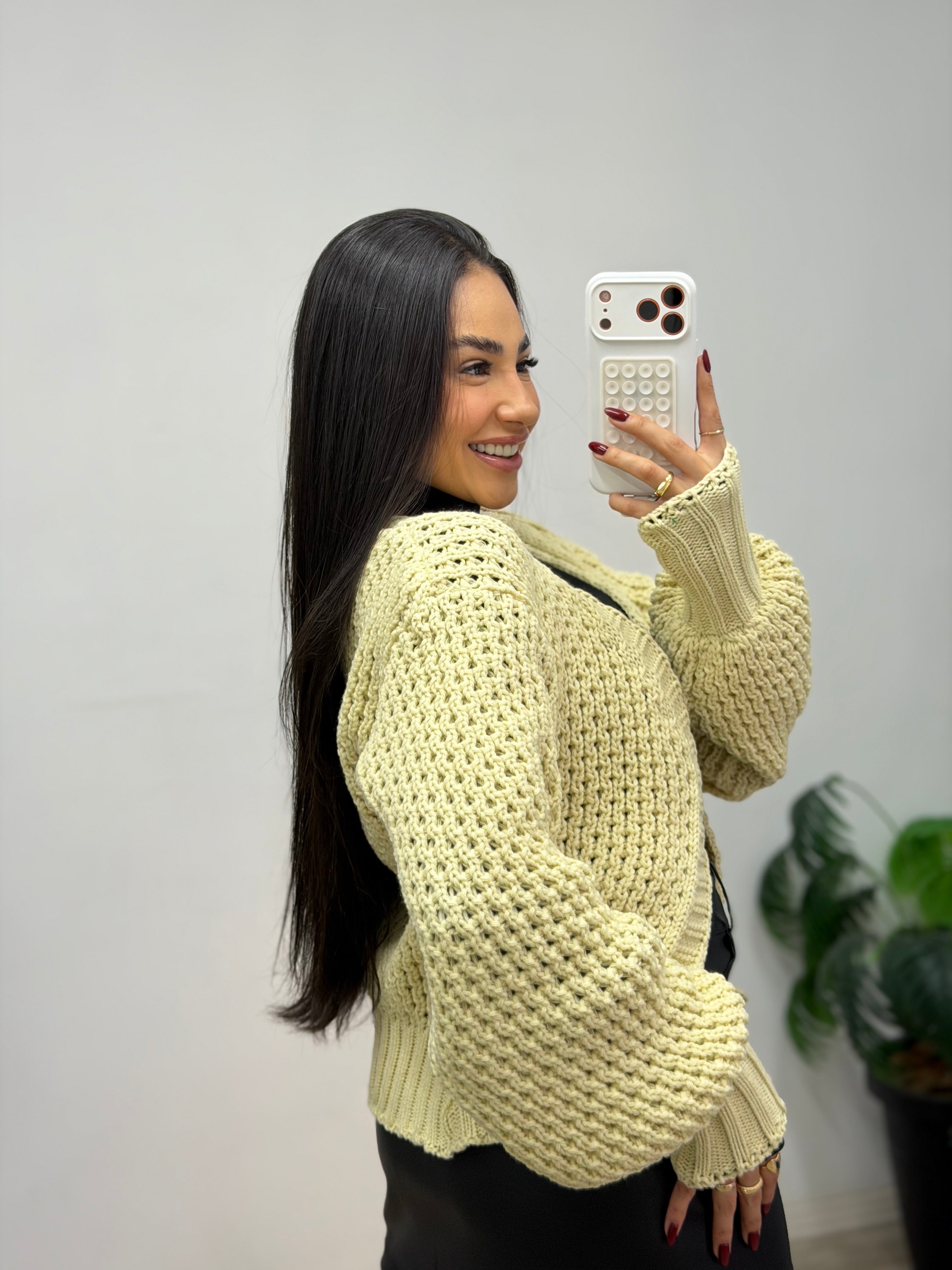 Cardigan em lã