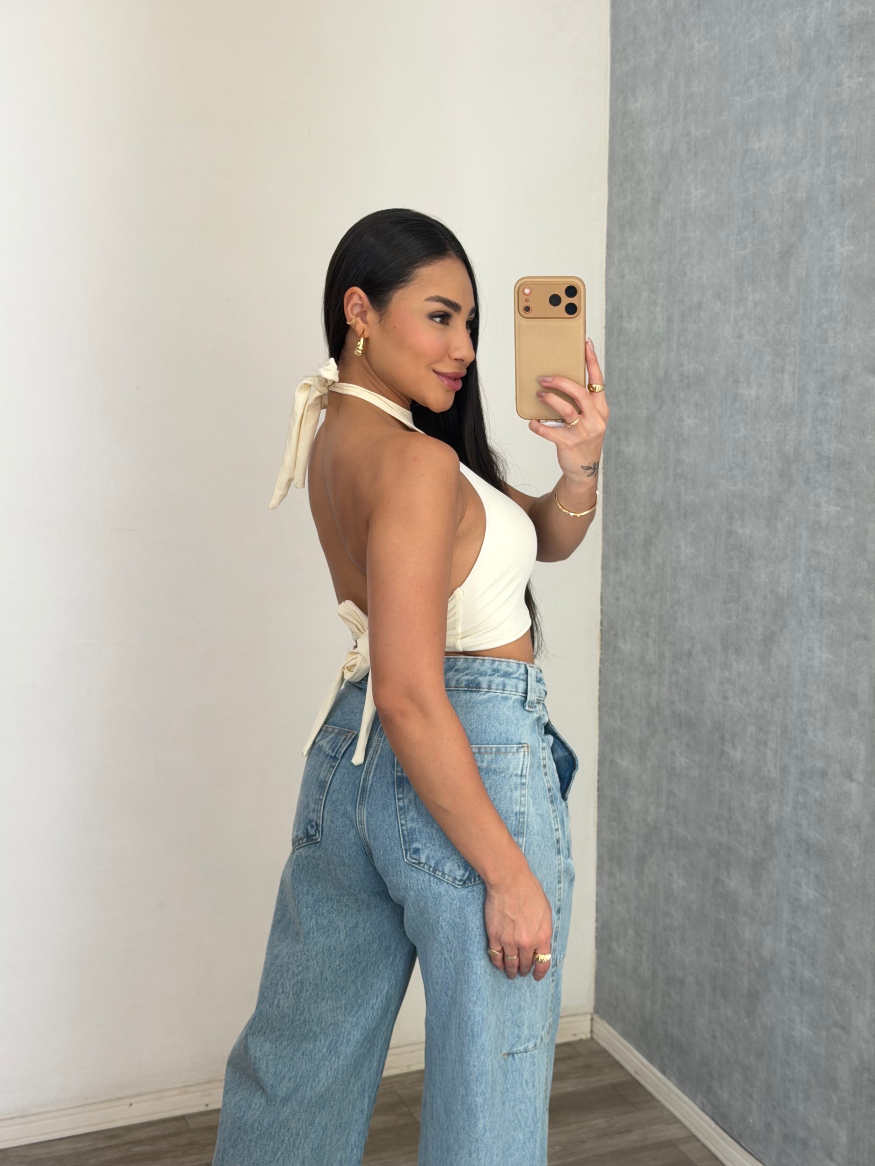 Calça slouchy bolso faca